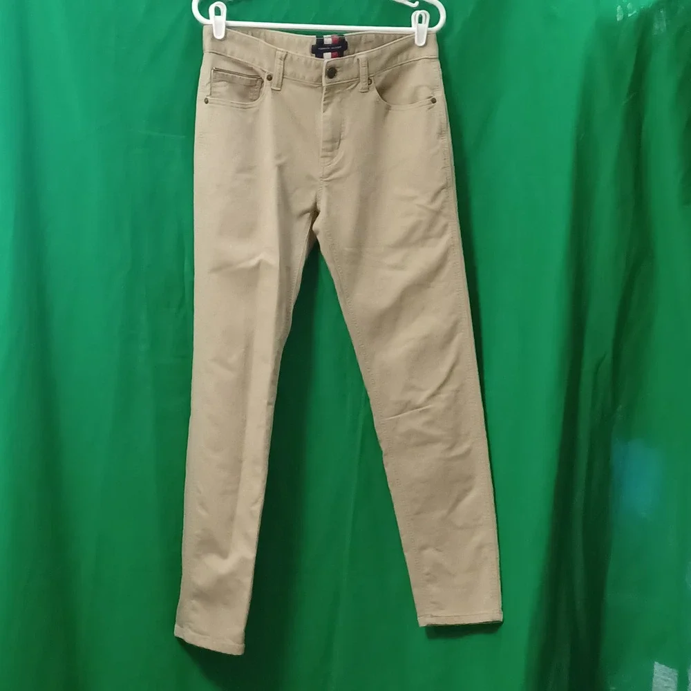 Tommy Hilfiger Mens Slim Fit Chino Pants Tan Khaki Stretch Cotton 30x32